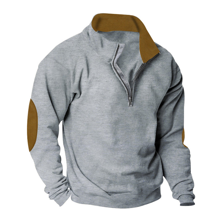 Herren Fleece Sweatshirt mit Stehkragen und schicken Kontrastärmel Echoarchiv