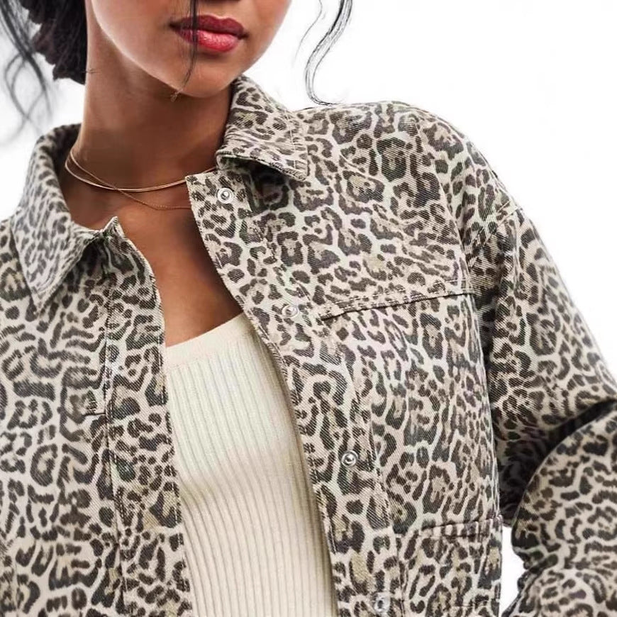 Damen Modische Jacke mit Leopardenmuster – Célinea