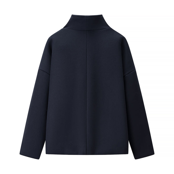 Damen Kurze doppeltgeknöpfte Oversize-Boxy-Jacke mit Stehkragen und Eingrifftaschen Echo Archiv