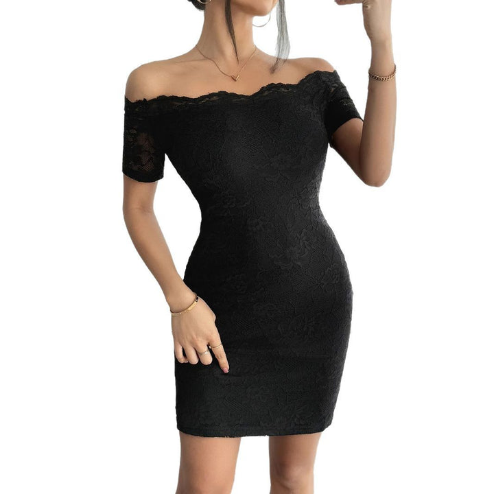 Damen nan figurbetontes schulterfreies Spitzenkleid mit Carmen-Ausschnitt und Stretch Echo Archiv
