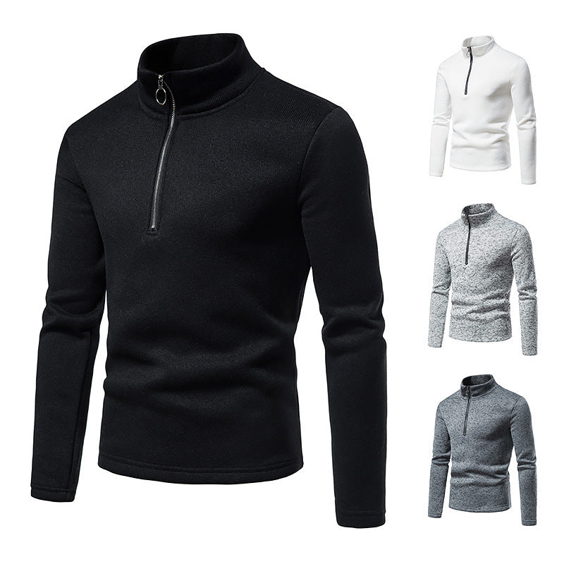 Herren nan melierter Stehkragen-Pullover mit Kurzreißverschluss und schlanker Passform Echo Archiv