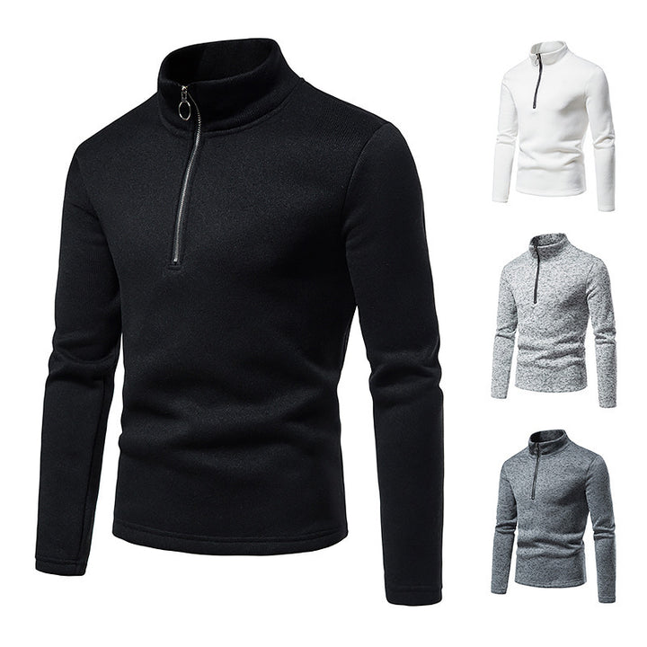 Herren nan melierter Stehkragen-Pullover mit Kurzreißverschluss und schlanker Passform Echo Archiv