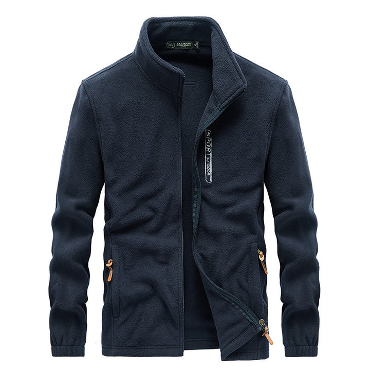 Herren Microfleece-Outdoorjacke mit Stehkragen, Reißverschluss und zipptaschen – Taviero