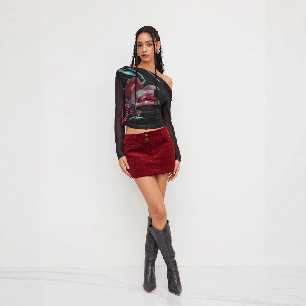 Damen Trendy Shirt mit transparenten Ärmeln Echo Archiv