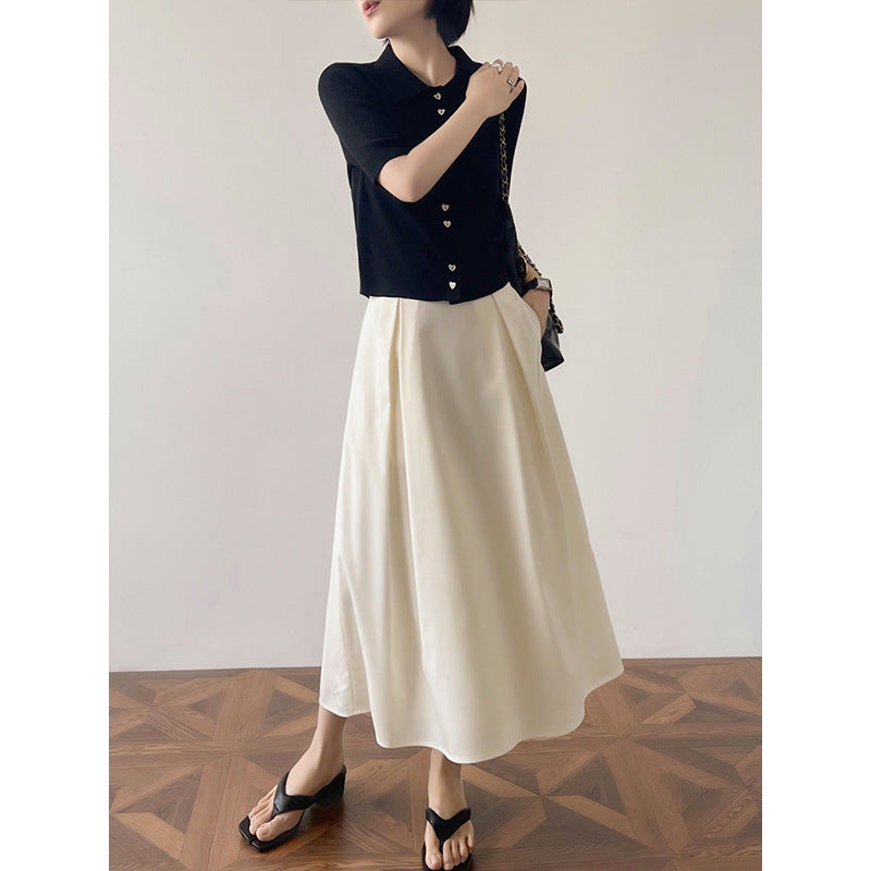 Damen Elegante und lässige Midi-Bluse mit Knopfdetail Echoarchiv