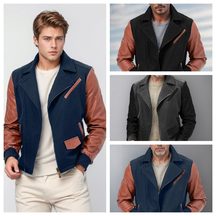 Herren modische Fleece-Kombijacke mit Lederakzenten Echoarchiv