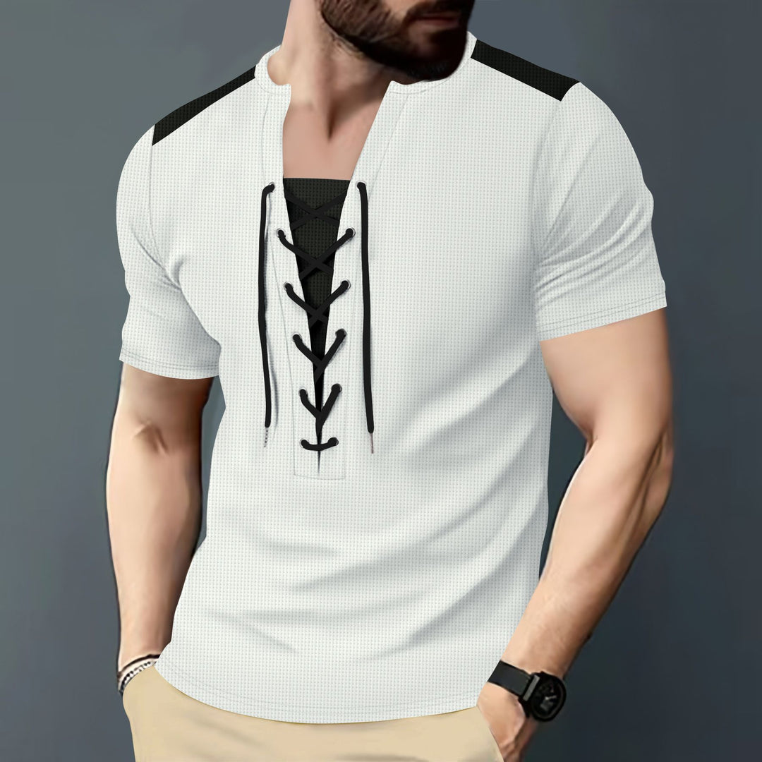 Herren Sportliches Kurzarmshirt mit modernem Schnürdesign Echoarchiv