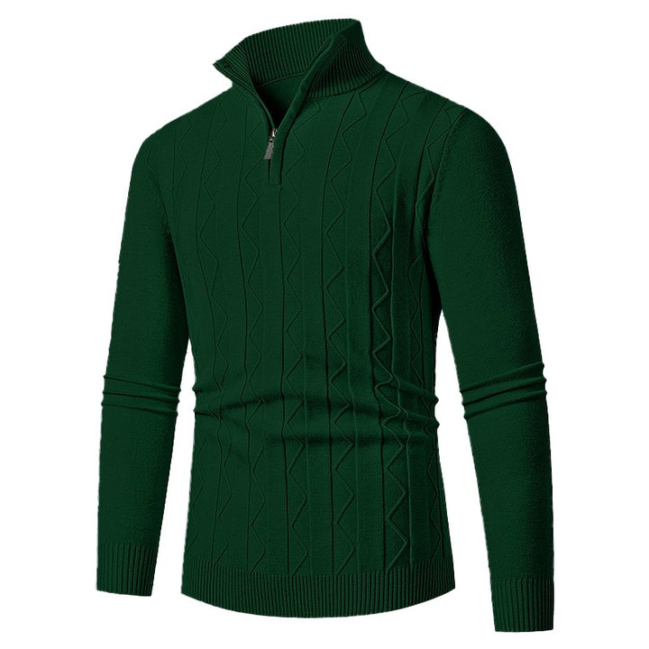 Herren leichter Strickpullover mit strukturiertem Zopfmuster und modernem Stehkragen Echoarchiv
