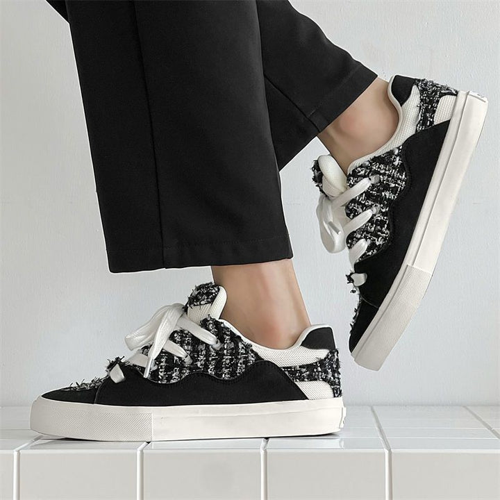 Damen Sneakers mit modischem Tweed-Design und übergroßen Schnürsenkeln Echo Archiv