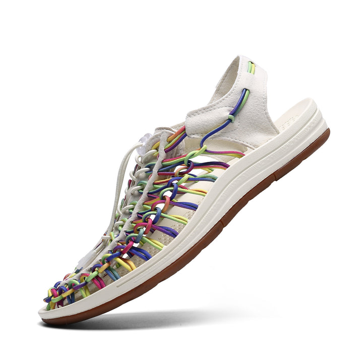 Unisex Geflochtene Sport-Sandalen mit elastischen Multicolor-Kordeln Echoarchiv
