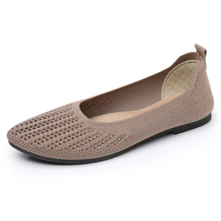 Damen nan atmungsaktive gestrickte Ballerina-Slipper mit perforiertem Obermaterial und orthopädischem Memory-Fußbett Echo Archiv