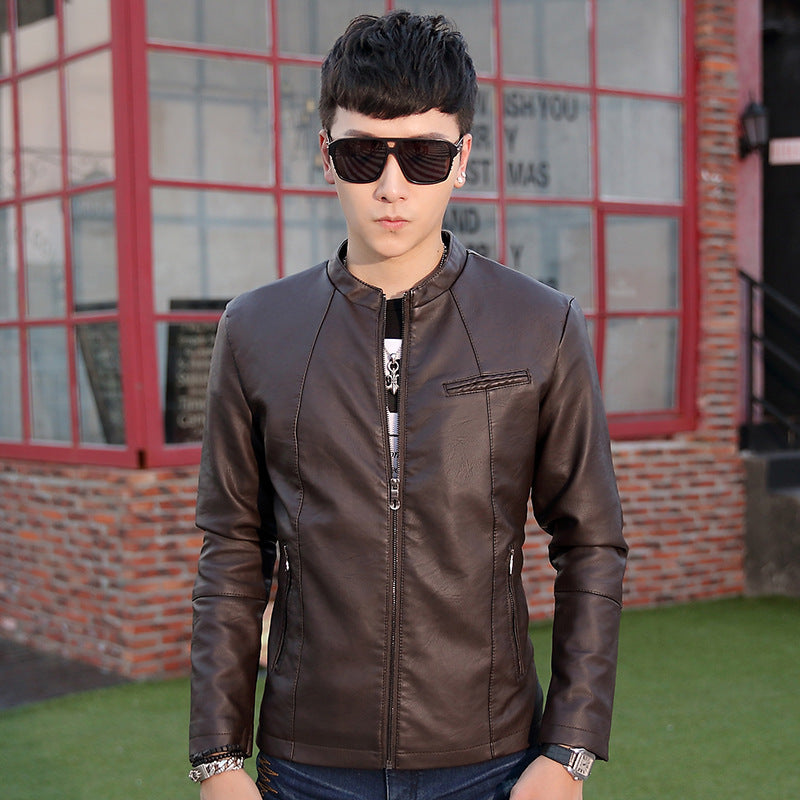 Herren modische Kunstlederjacke mit stylischem Steppdesign Echoarchiv