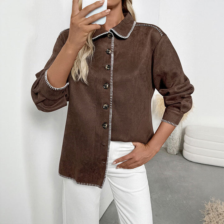 Damen Elegantes Overshirt aus Velourslederimitat Echo Archiv