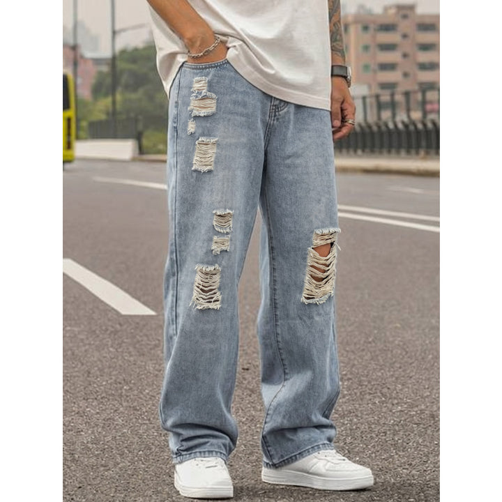 Herren Lässige Weit geschnittene Ripped Jeans Echoarchiv
