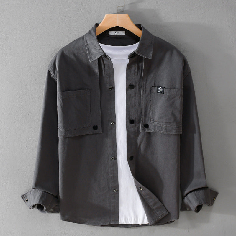 Herren Baumwoll-Overshirt mit Druckknopfleiste, Doppel-Brusttaschen und relaxed Fit Echoarchiv