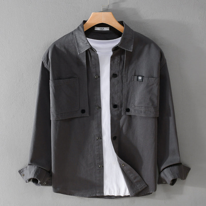 Herren Baumwoll-Overshirt mit Druckknopfleiste, Doppel-Brusttaschen und relaxed Fit Echoarchiv