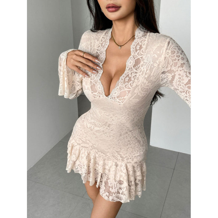 Damen Spitzenkleid mit Rüschendetails Echo Archiv
