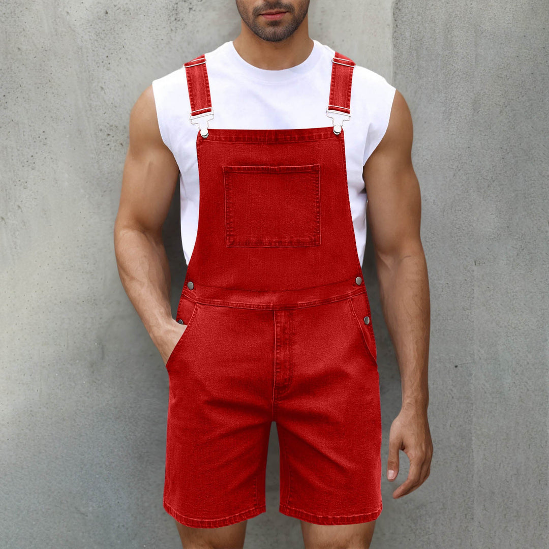Herren Latzshorts aus Baumwoll-Denim mit praktischen Taschen und verstellbaren Trägern Echoarchiv