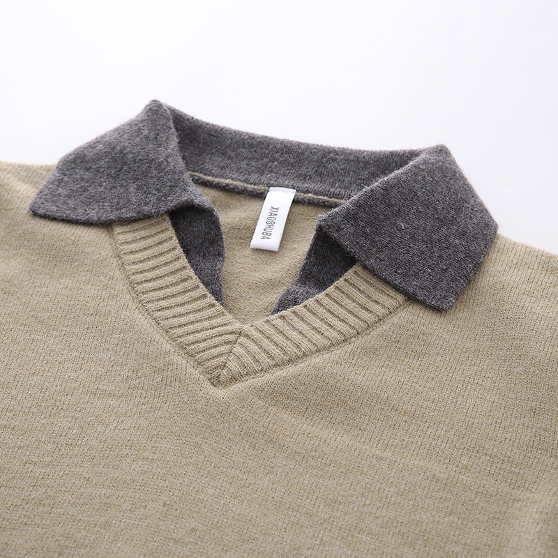 Herren Klassischer Grobstrickpullover mit V-Ausschnitt – Norvane