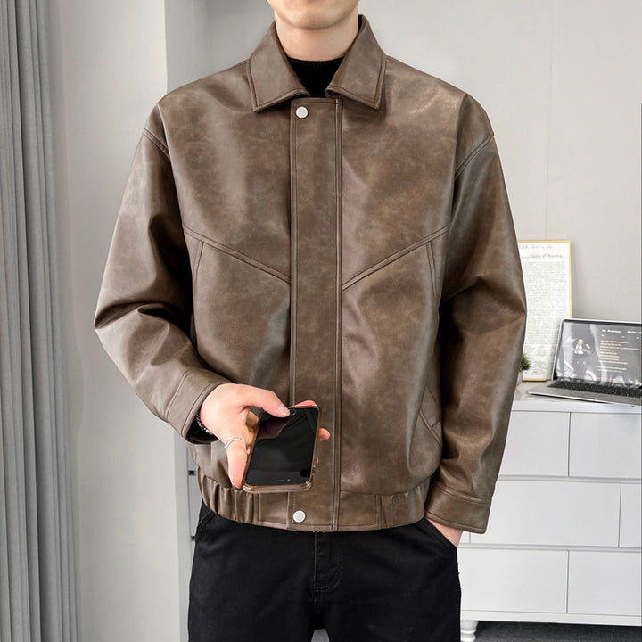 Herren lässige Kunstlederjacke mit modernem Schnitt und praktischen Taschen Echoarchiv