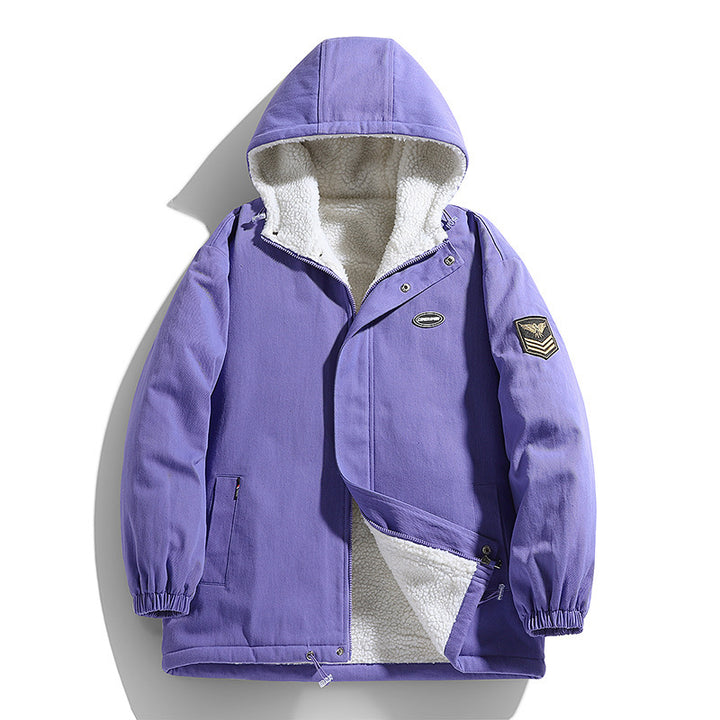 Herren Kapuzen-Canvasparka mit Teddyfleece-Innenfutter und Military‑Patch Echoarchiv