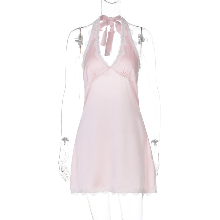 Damen sexy Nachtkleid mit elegantem Spitzenkragen und verstellbaren Bändern Echo Archiv