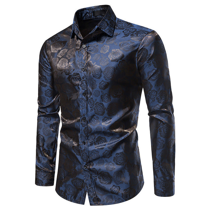 Herren Hemd mit floralen Prägungen und elegantem Glanz Echoarchiv