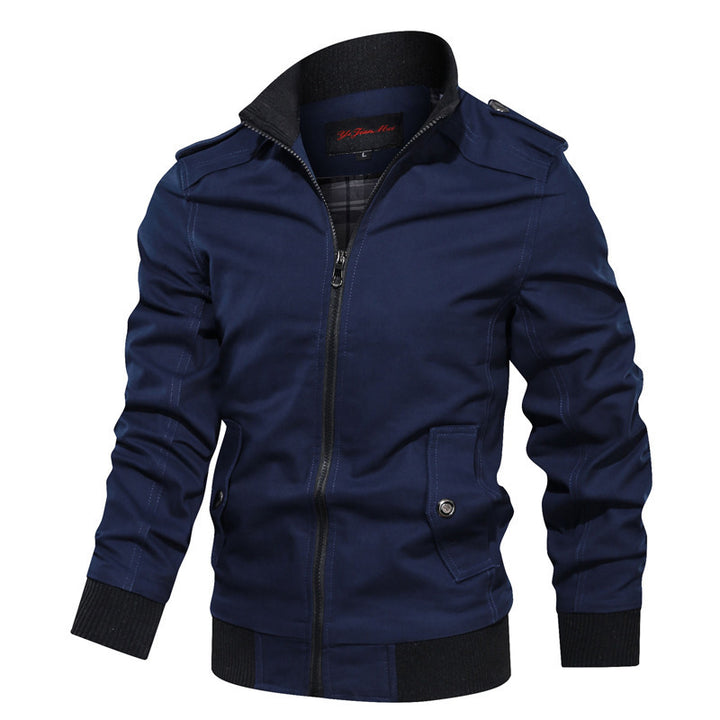 Herren nan leichte Canvas-Urbanjacke im Bomberstil mit hochschließendem Rippenkragen und verdecktem Zwei-Wege-Reißverschluss Echo Archiv