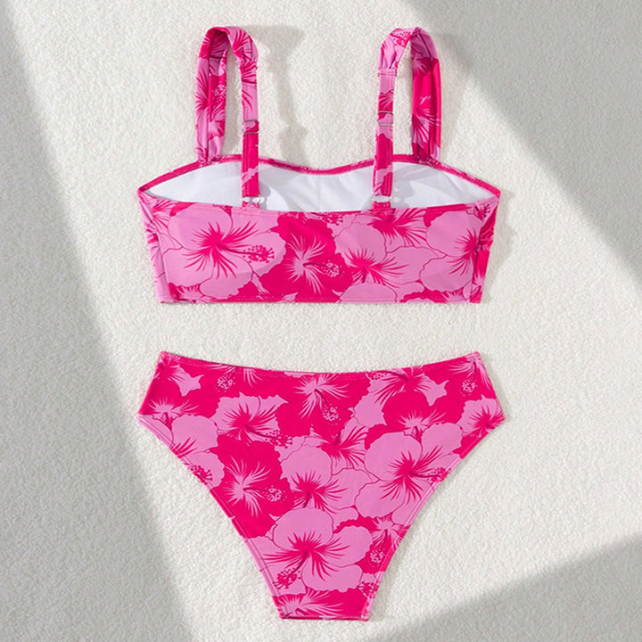 Damen Zweiteiliges Bikini-Set mit floralem Crop-Top und hoch geschnittenem Slip Echo Archiv