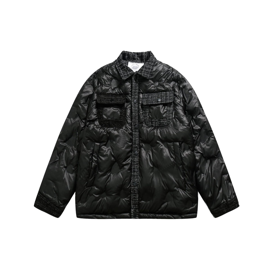 Damen gesteppte Hemdblousonjacke mit Tweedbesatz und Pattentaschen Echoarchiv