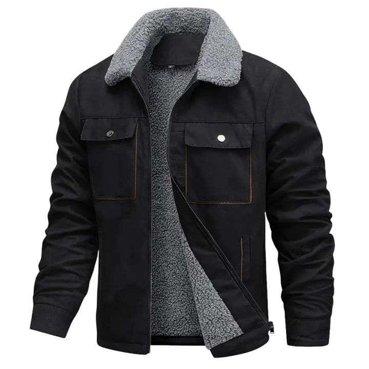Herren nan gefütterte Pilotjacke mit Teddyfell-Innenfutter, Brustklappen und durchgehendem Reißverschluss Echo Archiv