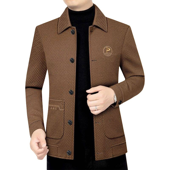 Herren Strukturierte Übergangsjacke mit Reverskragen und aufgesetzten Taschen – Taviero