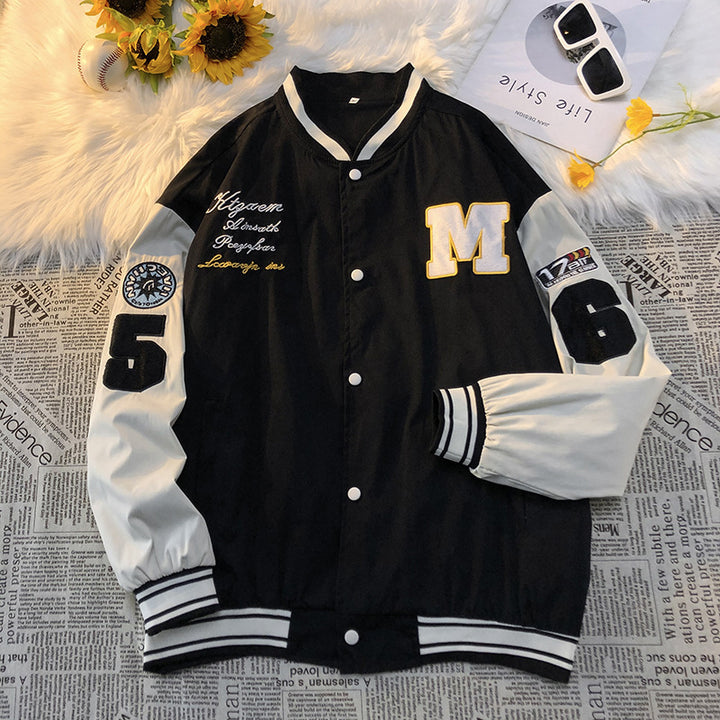 Herren Collegejacke mit gesticktem Logo und kontrastierenden Ärmeln Echoarchiv