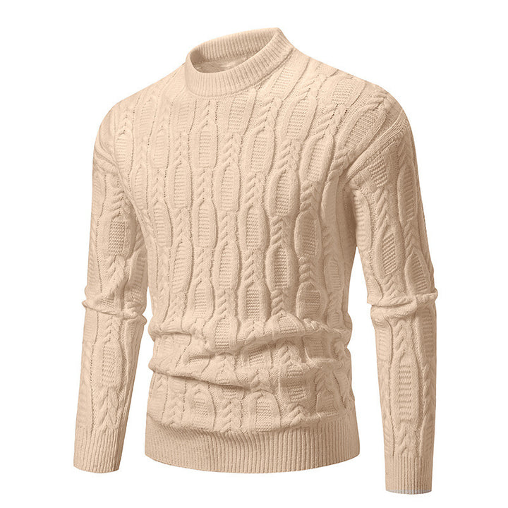 Herren modischer Rollkragenpullover mit strukturiertem Zopfmuster Echoarchiv