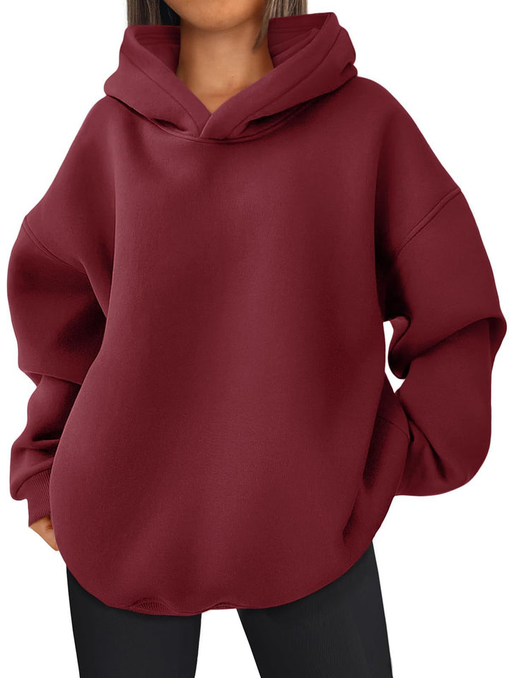 Damen nan kastiger Kapuzenpullover mit doppellagiger Kapuze, überschnittener Schulter und längerem Rückenteil Echo Archiv