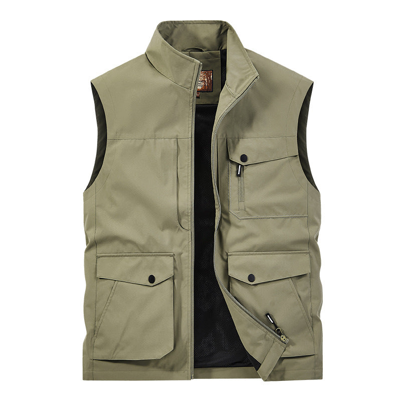 Herren Outdoor-Utilityweste mit Multitaschen, Reißverschluss und Meshfutter Echoarchiv