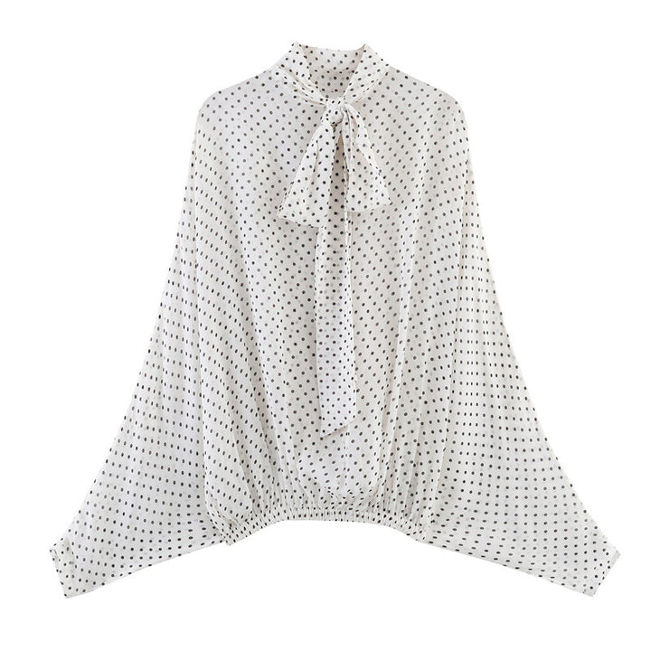 Damen Zweiteiliges Retro-Polka-Dot Set mit weitem Fledermausoberteil und plissiertem Midirock Echo Archiv