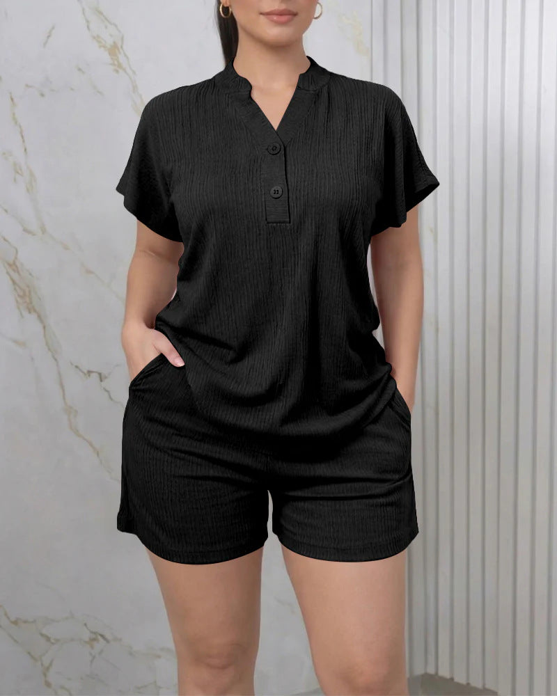 Damen Freizeit-Jumpsuit mit Knopfleiste und seitlichen Taschen Echo Archiv
