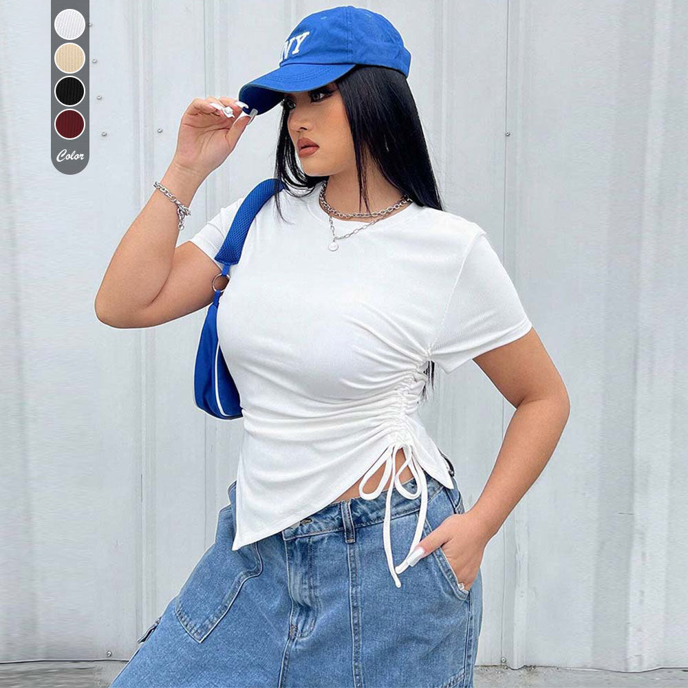 Damen T-Shirt mit seitlichen Riemen und asymmetrischem Schnitt Echo Archiv