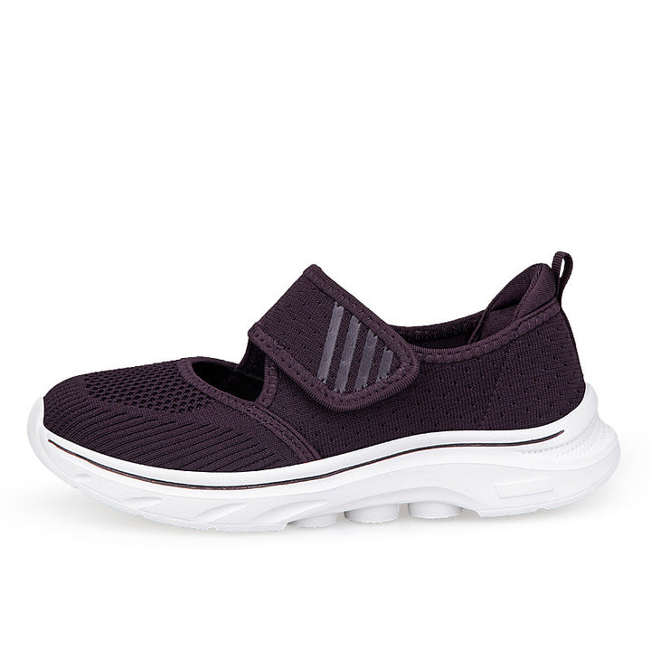 Damen nan Strick-Riemen-Sneaker mit Klettverschluss, gepolstertem Fußbett und stoßdämpfender EVA-Sohle Echo Archiv