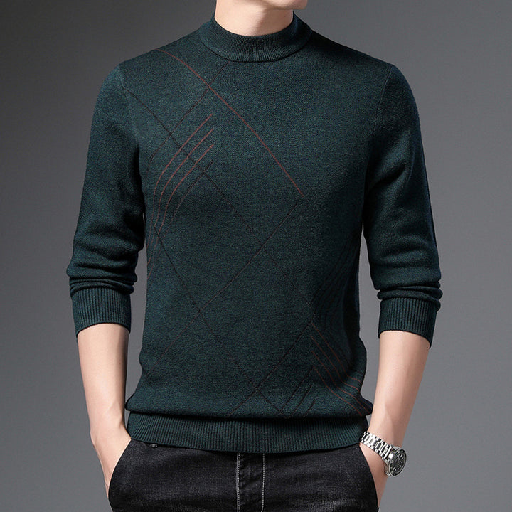 Herren feiner Rollkragenpullover mit modernem Karomuster Echoarchiv