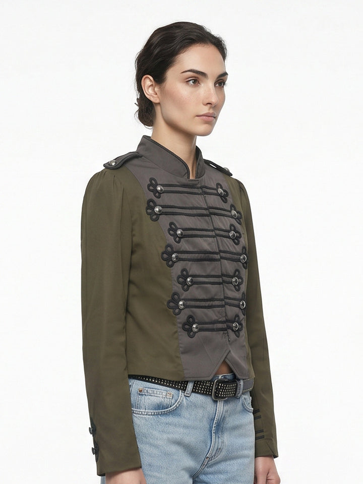 Damen Kurz geschnittener militärinspirierter Blouson mit Zierkordeln Echoarchiv