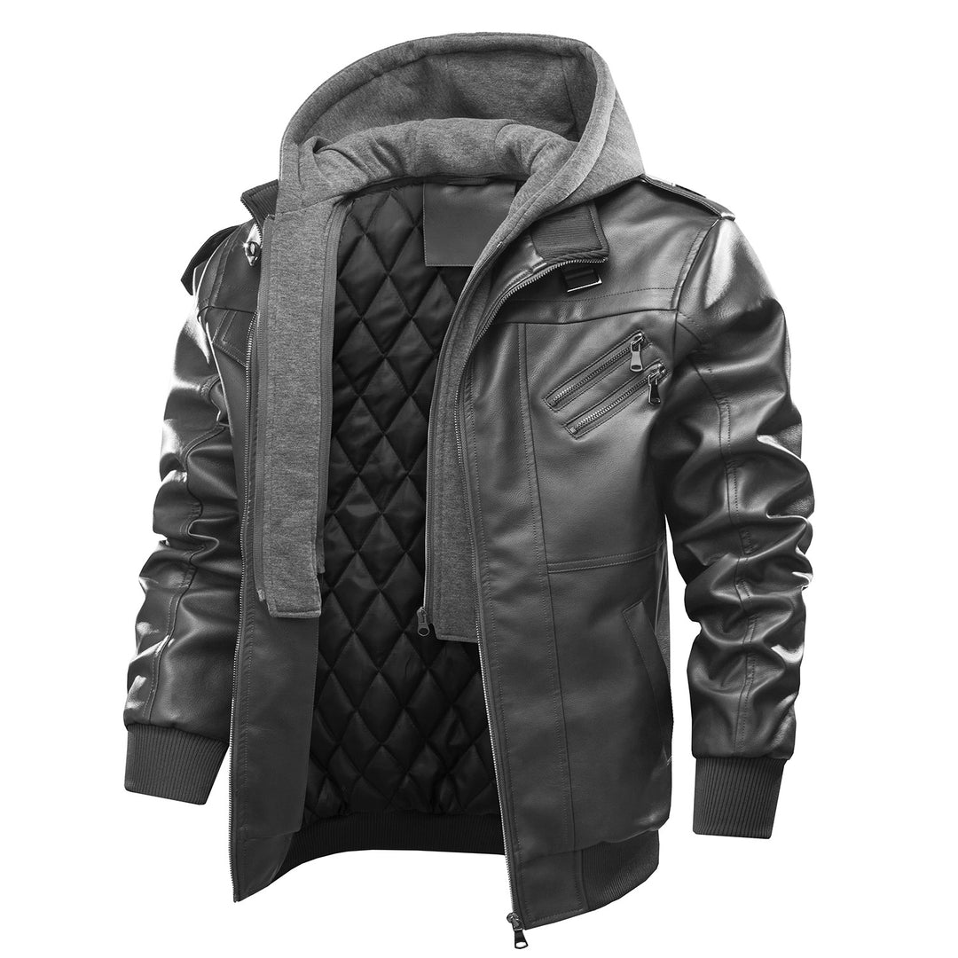 Herren Lederjacke mit herausnehmbarer Kapuze Echoarchiv