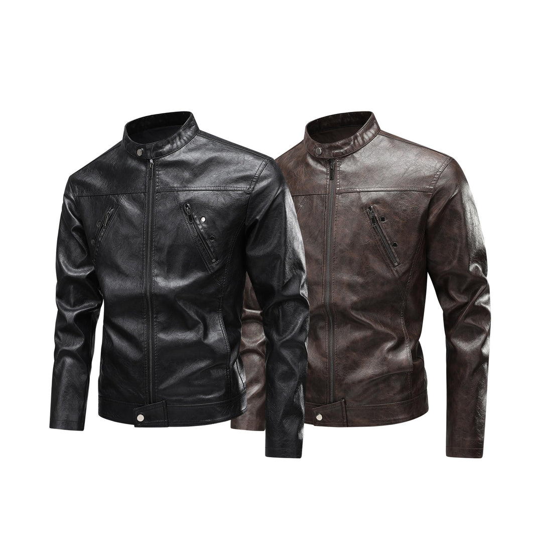 Herren Lederjacke im modernen Minimalismus-Stil mit praktischen Reißverschluss-Taschen Echoarchiv