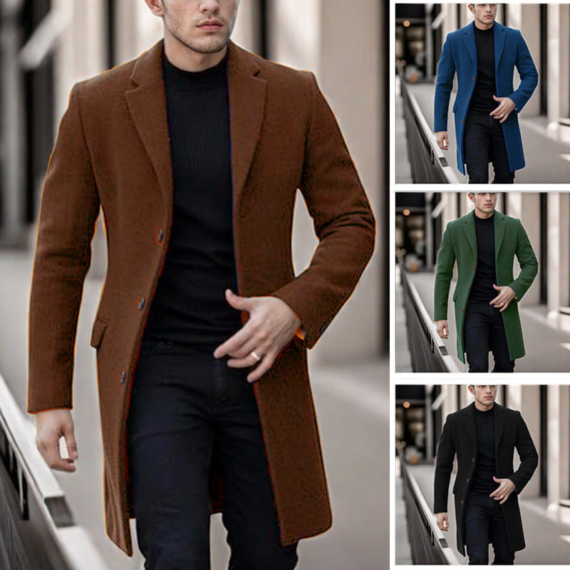 Herren eleganter Wollmantel mit schmalem Schnitt Echoarchiv
