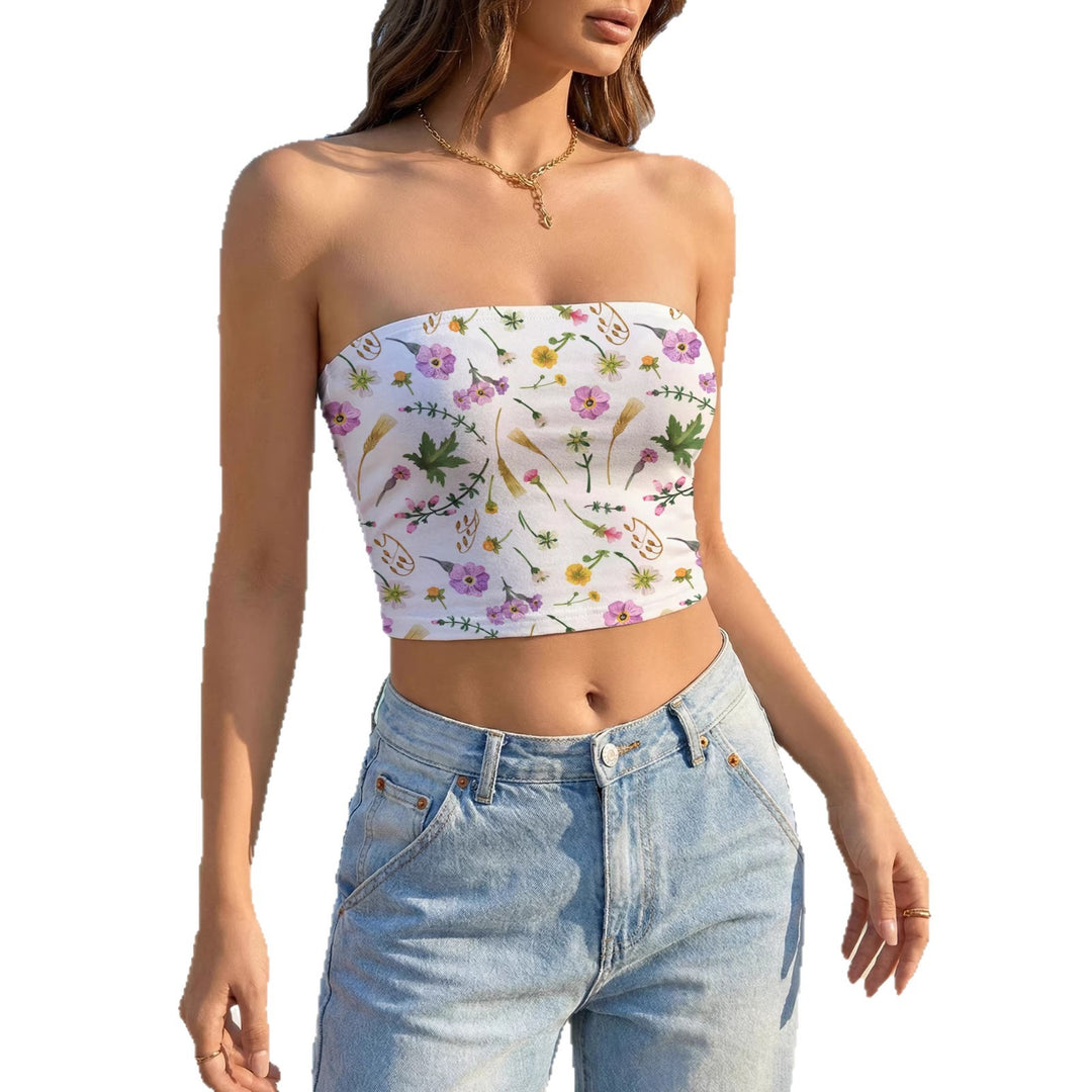 Damen Bandeau-Oberteil mit floralem Design und elastischem Stoff Echo Archiv