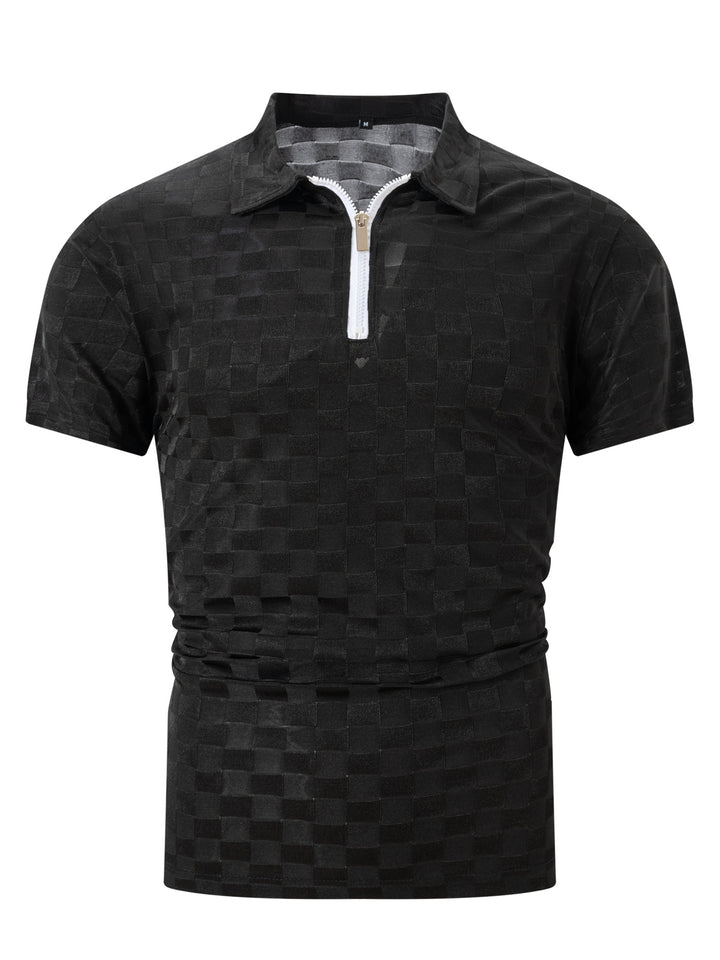 Herren Polo-Shirt mit Reißverschluss und strukturiertem Design Echoarchiv
