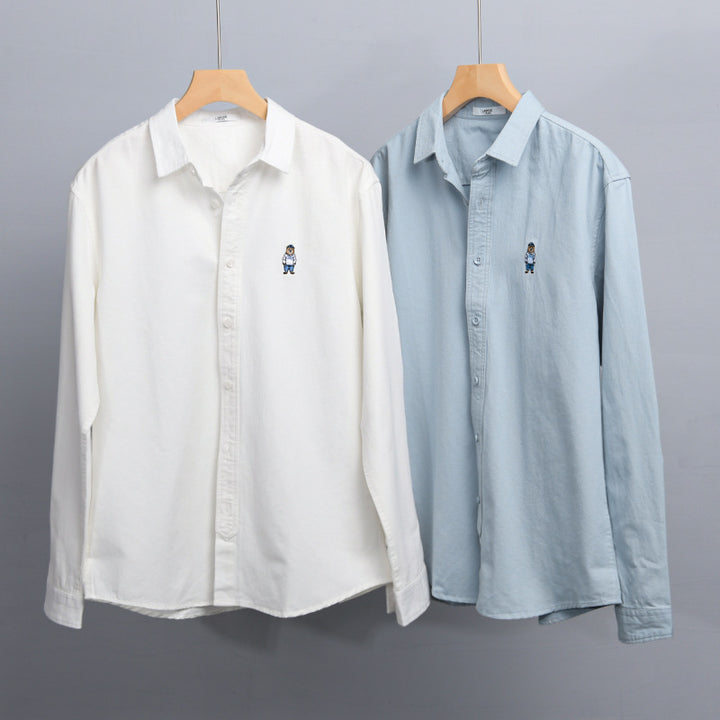 Herren Leichtes Hemd-Overshirt aus Baumwolltwill mit kleiner Figurenstickerei und kastigem Schnitt Echoarchiv