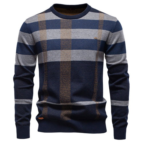 Herren Langarm Pullover mit modernem Karo-Muster und weichem Strick Echoarchiv