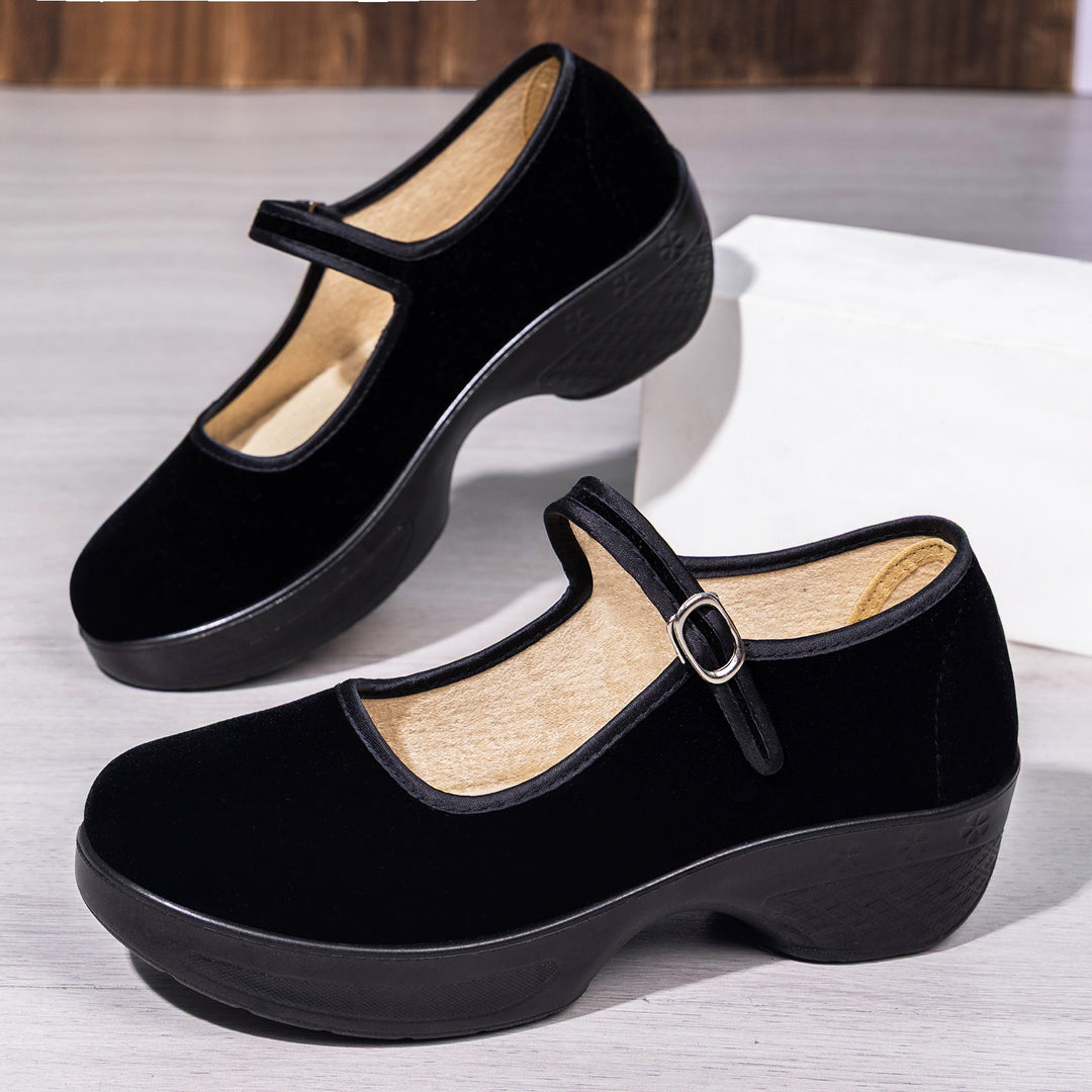Damen nan Mary-Jane Komfortslipper mit verstellbarem Riemen, orthopädisch inspiriertem Keilfußbett und griffiger Leichtprofilsohle Echo Archiv